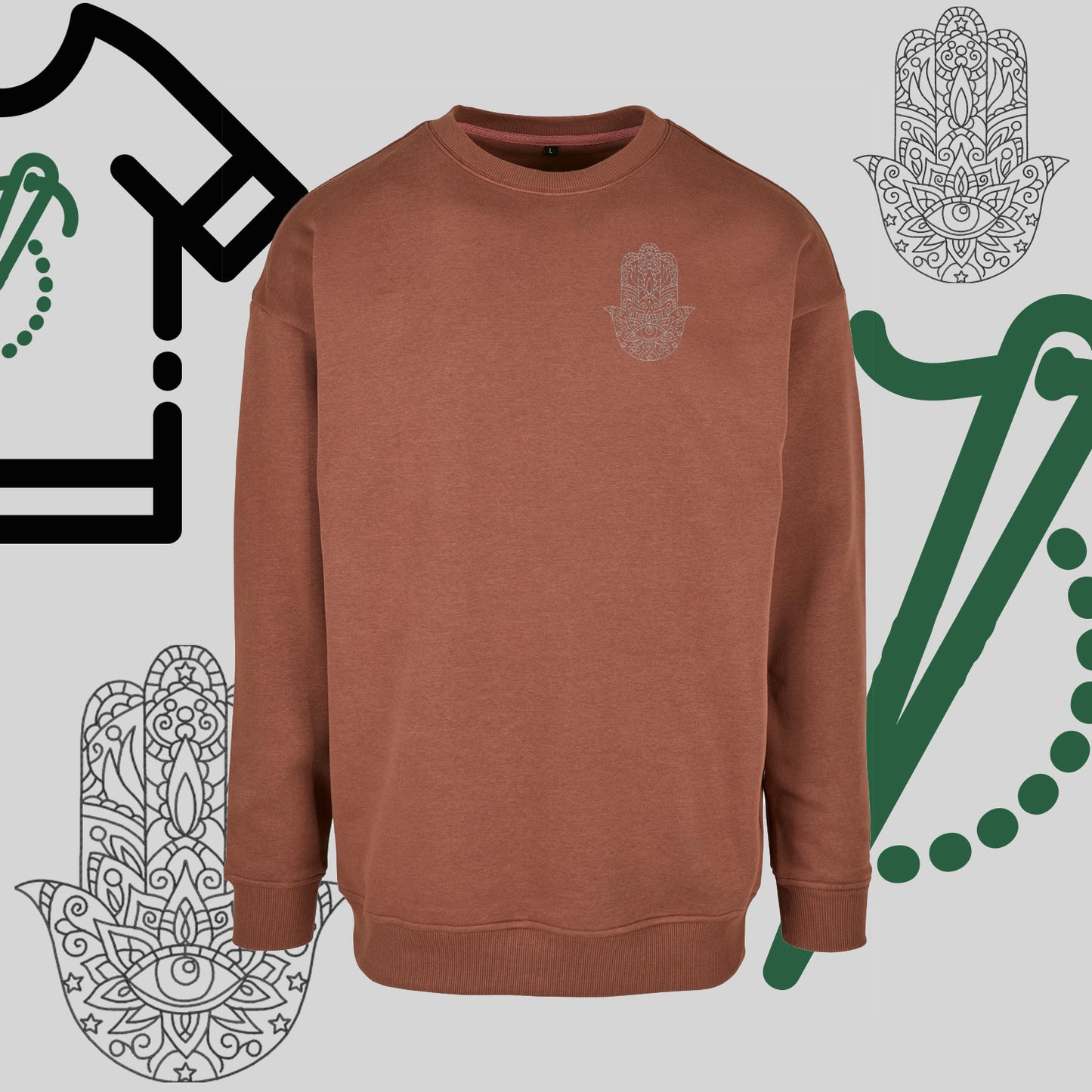 Bluza bez kaptura "Hamsa" – haft komputerowy, symbol ochrony i stylu