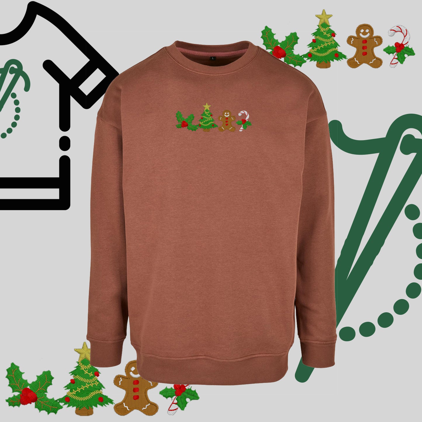 Bluza bez kaptura "Ikony Świąteczne" – haft komputerowy, styl z pozytywnym przekazem