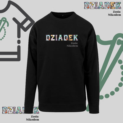 Bluza bez kaptura "DZIADEK PATCHWORK+IMIONA WNUCZĄT" idealny prezent na Dzień Dziadka