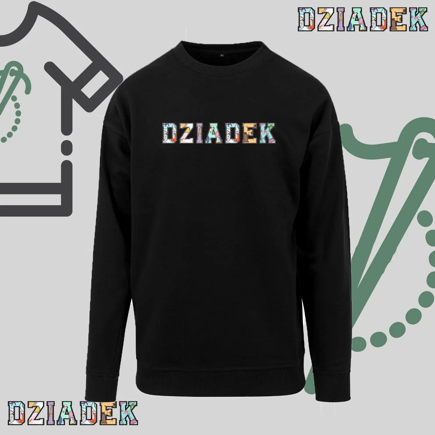 Bluza bez kaptura "DZIADEK PATCHWORK" idealny prezent na Dzień Dziadka Haft z radości
