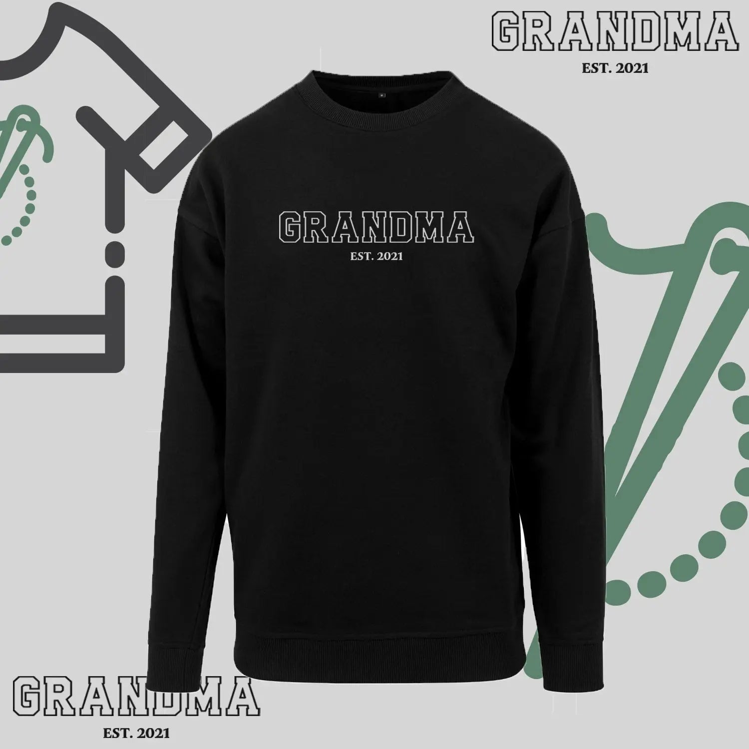 Bluza bez kaptura "GRANDMA KONTUR+EST" idealny prezent na Dzień Babci Haft z radości