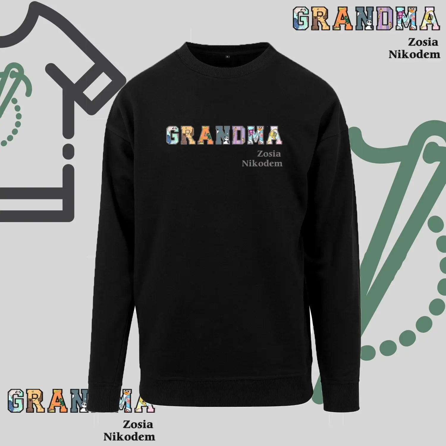Bluza bez kaptura "GRANDMA PATCHWORK+IMIONA WNUCZĄT" idealny prezent na Dzień Babci Haft z radości