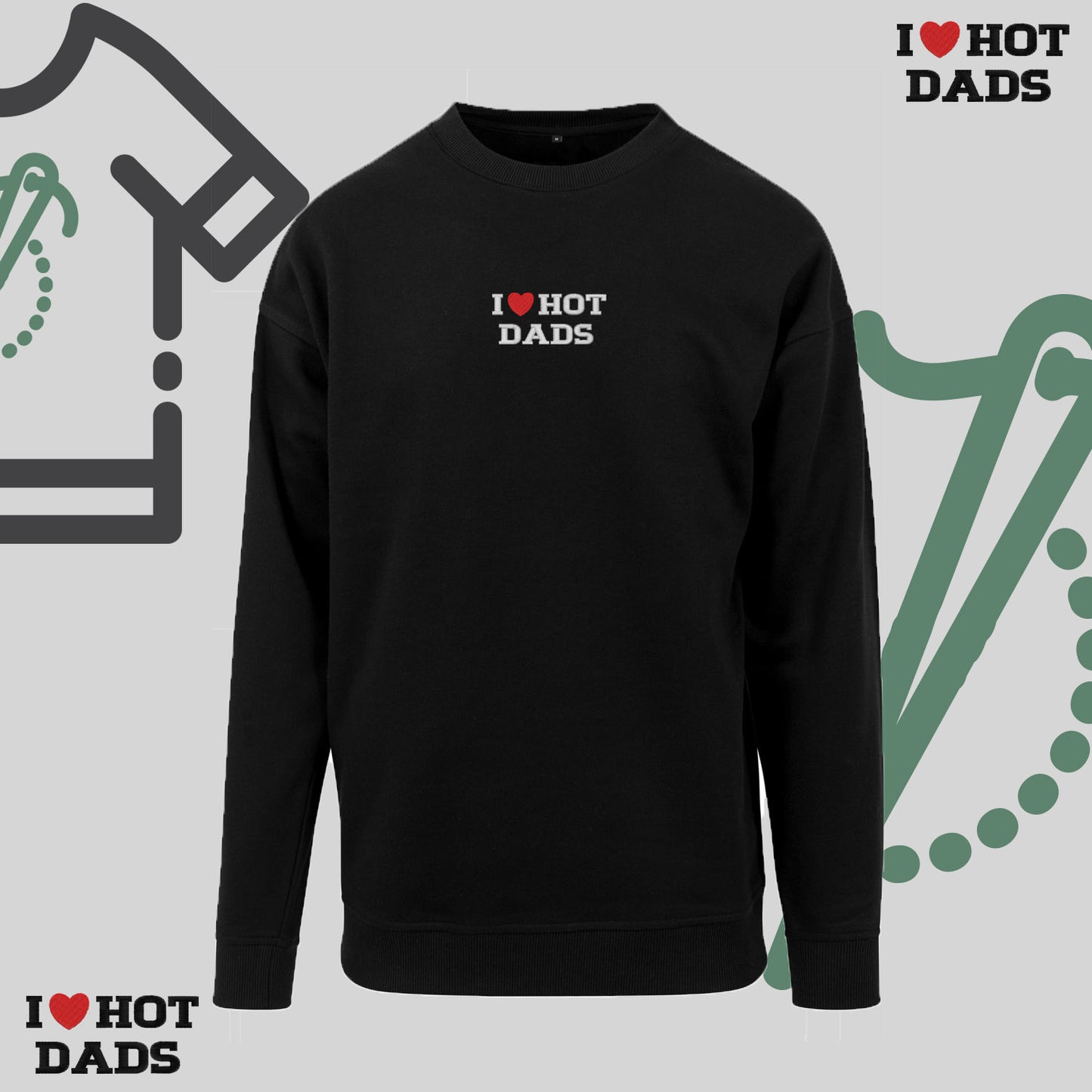 Bluza bez kaptura z haftem "I❤️ HOT DADS"