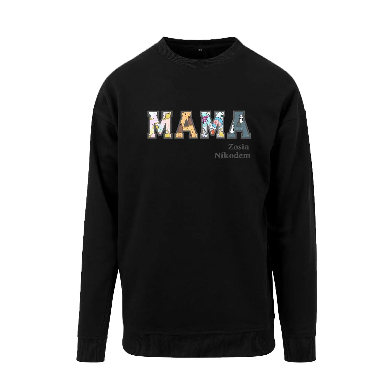 Bluza bez kaptura "MAMA PATCHWORK+IMIONA DZIECI" idealny prezent na Dzień Mamy Haft z radości