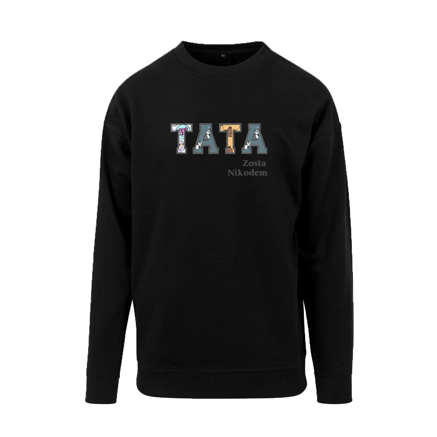 Bluza bez kaptura "TATA PATCHWORK+IMIONA DZIECI" idealny prezent na Dzień Taty Haft z radości