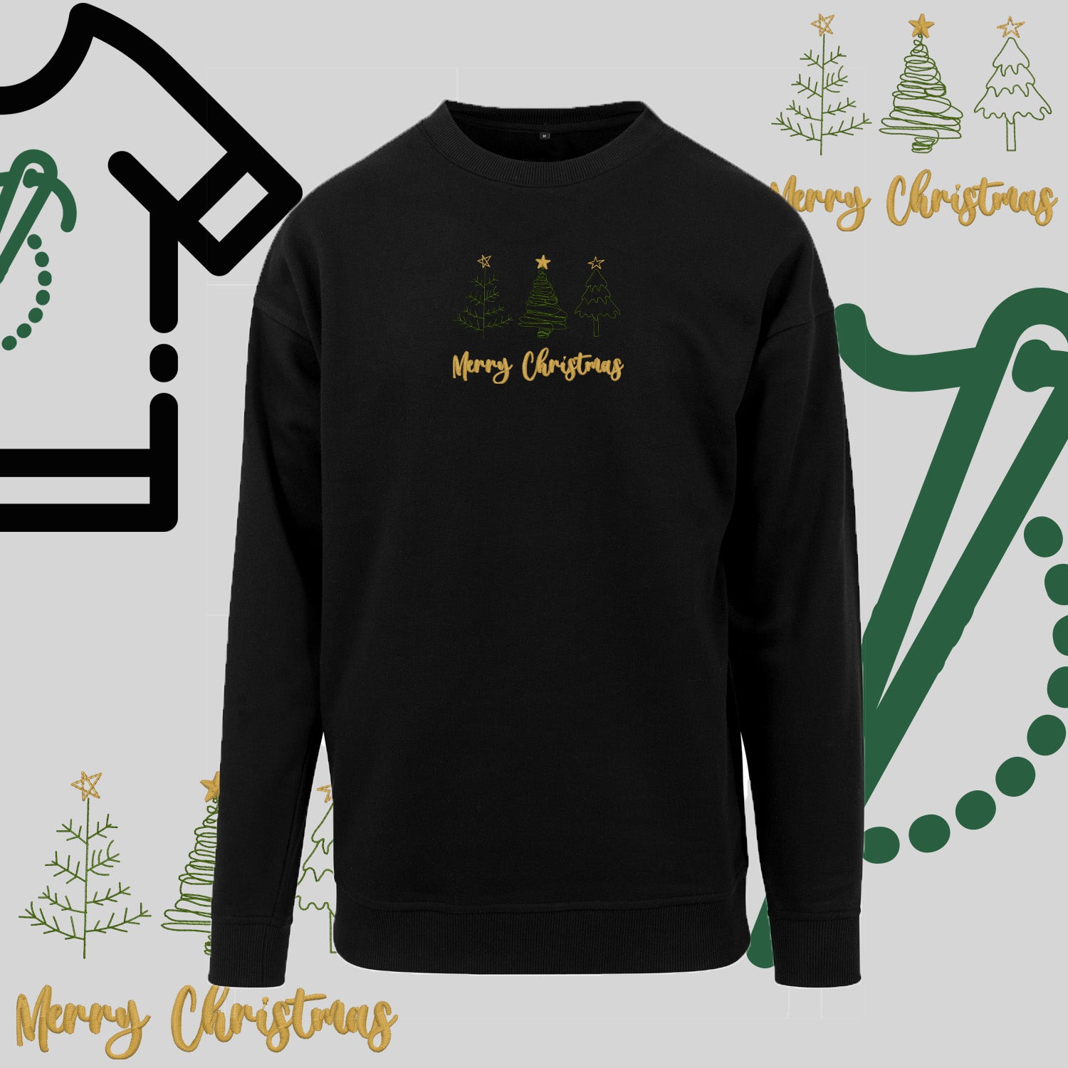 Bluza bez kaptura "Trzy Choinki" – haft komputerowy, styl z pozytywnym przekazem