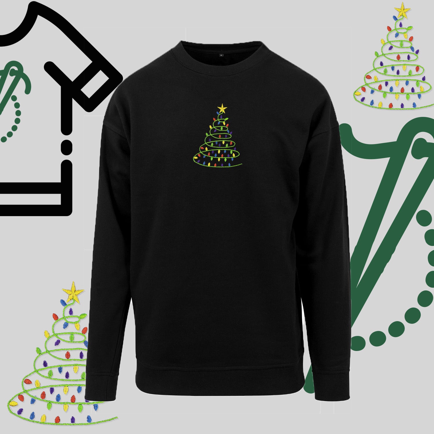 Bluza bez kaptura "Choinka" – haft komputerowy, styl z pozytywnym przekazem