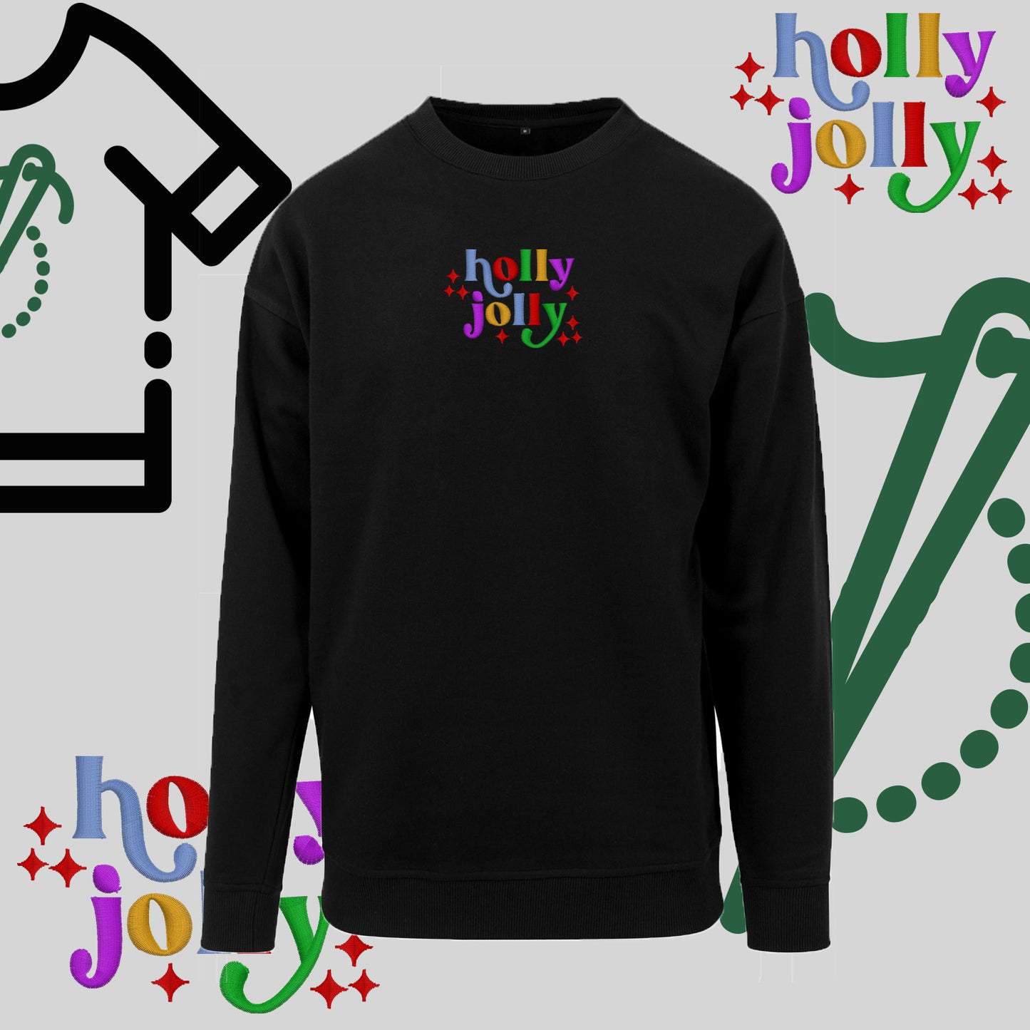 Bluza bez kaptura "Holly Jolly" – haft komputerowy, styl z pozytywnym przekazem