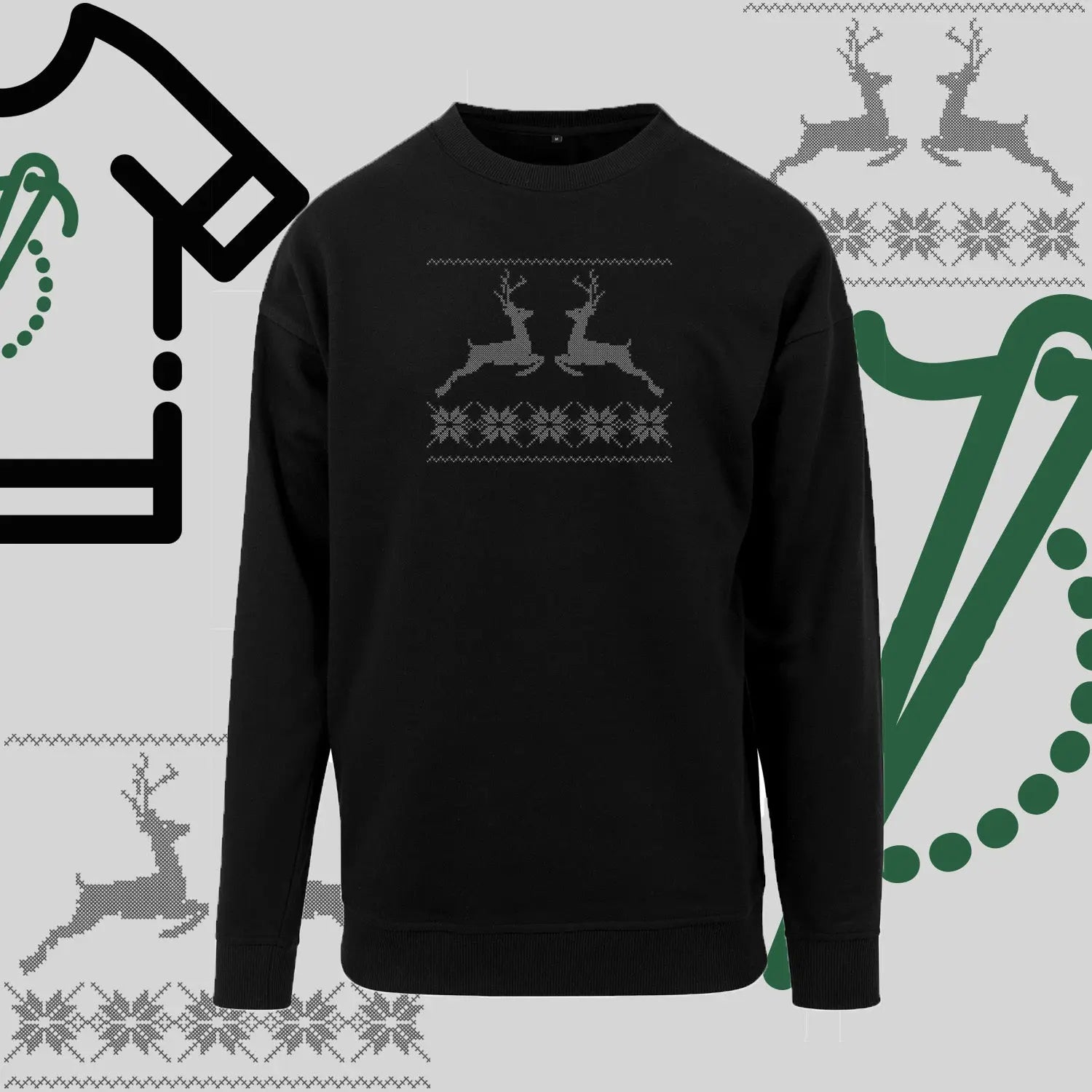 Bluza bez kaptura "Renifer Christmas" – haft komputerowy, styl z pozytywnym przekazem Haft z radości