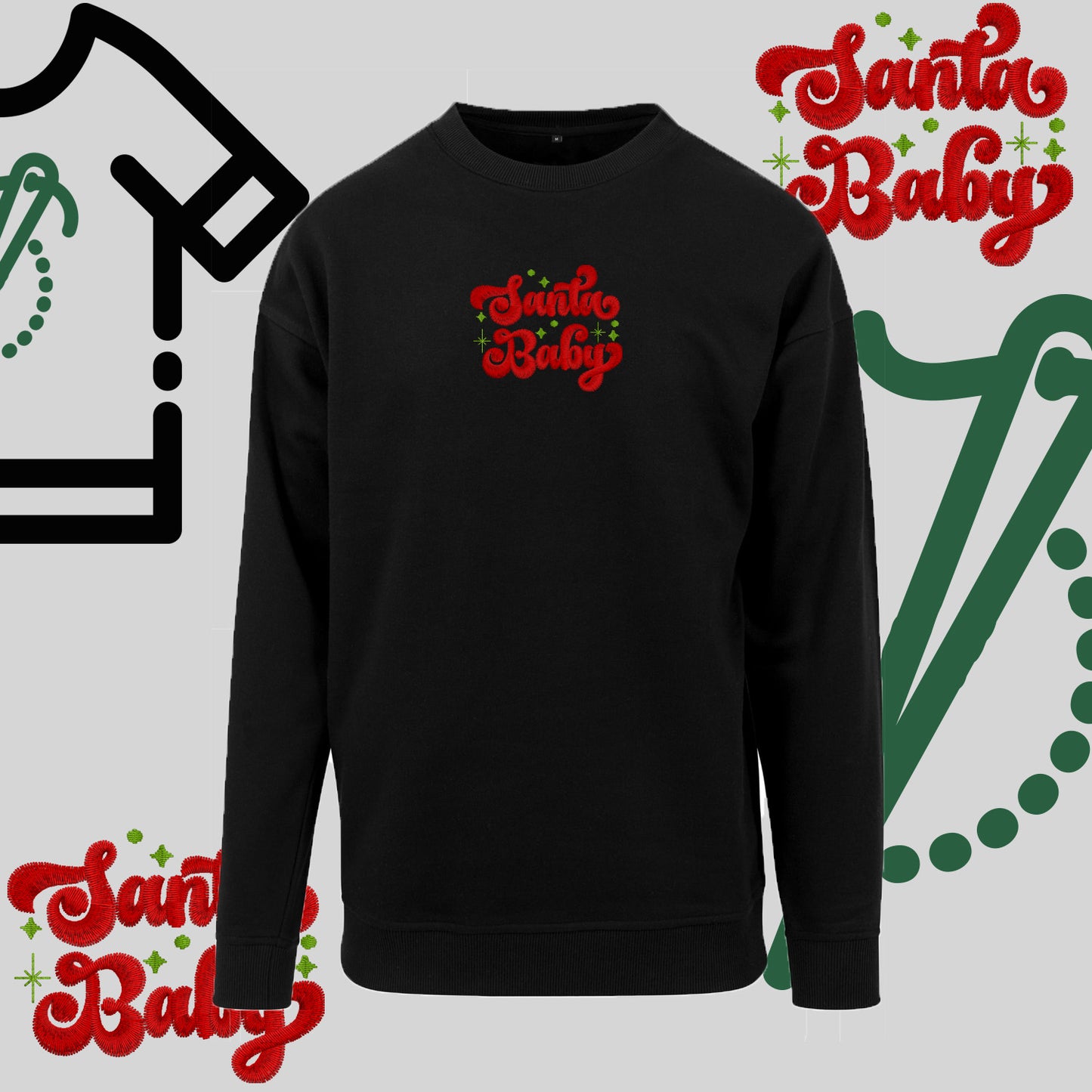 Bluza bez kaptura "Santa Baby" – haft komputerowy, styl z pozytywnym przekazem