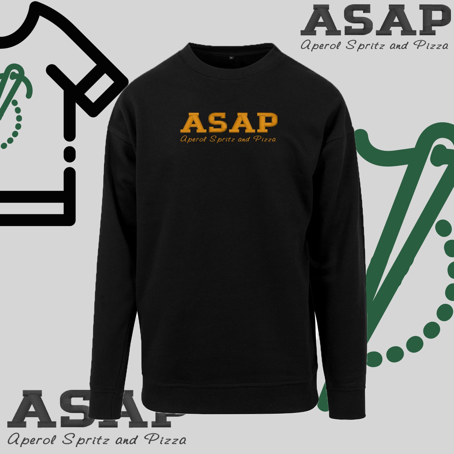 Bluza bez kaptura "ASAP – Aperol Spritz and Pizza" – haft, włoski klimat