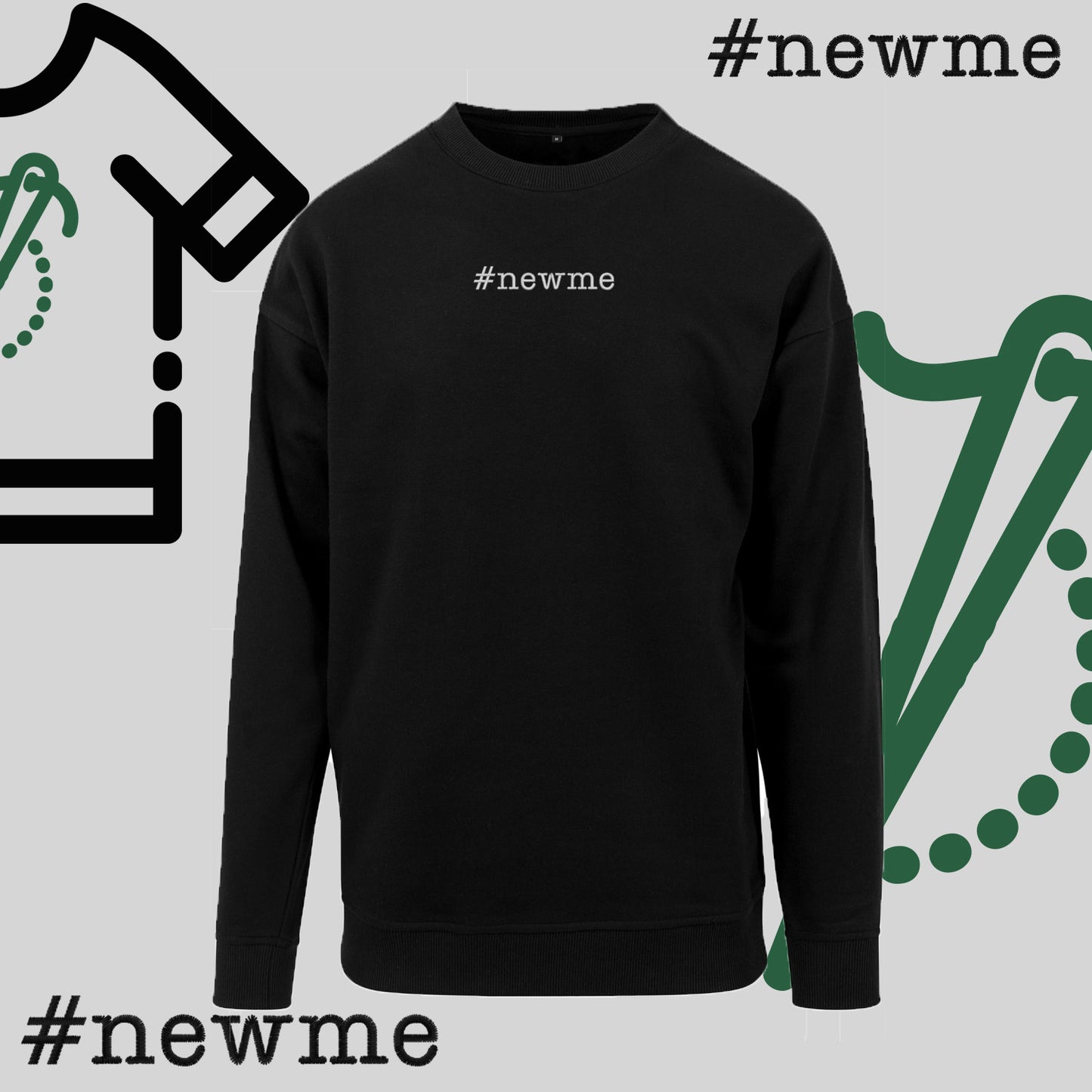 Bluza bez kaptura "#newme" – haft komputerowy, motywacja i nowy styl