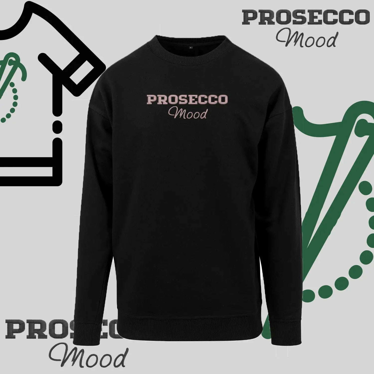 Bluza bez kaptura "PROSECCO MOOD" – haft komputerowy, styl na każdą okazję Haft z radości