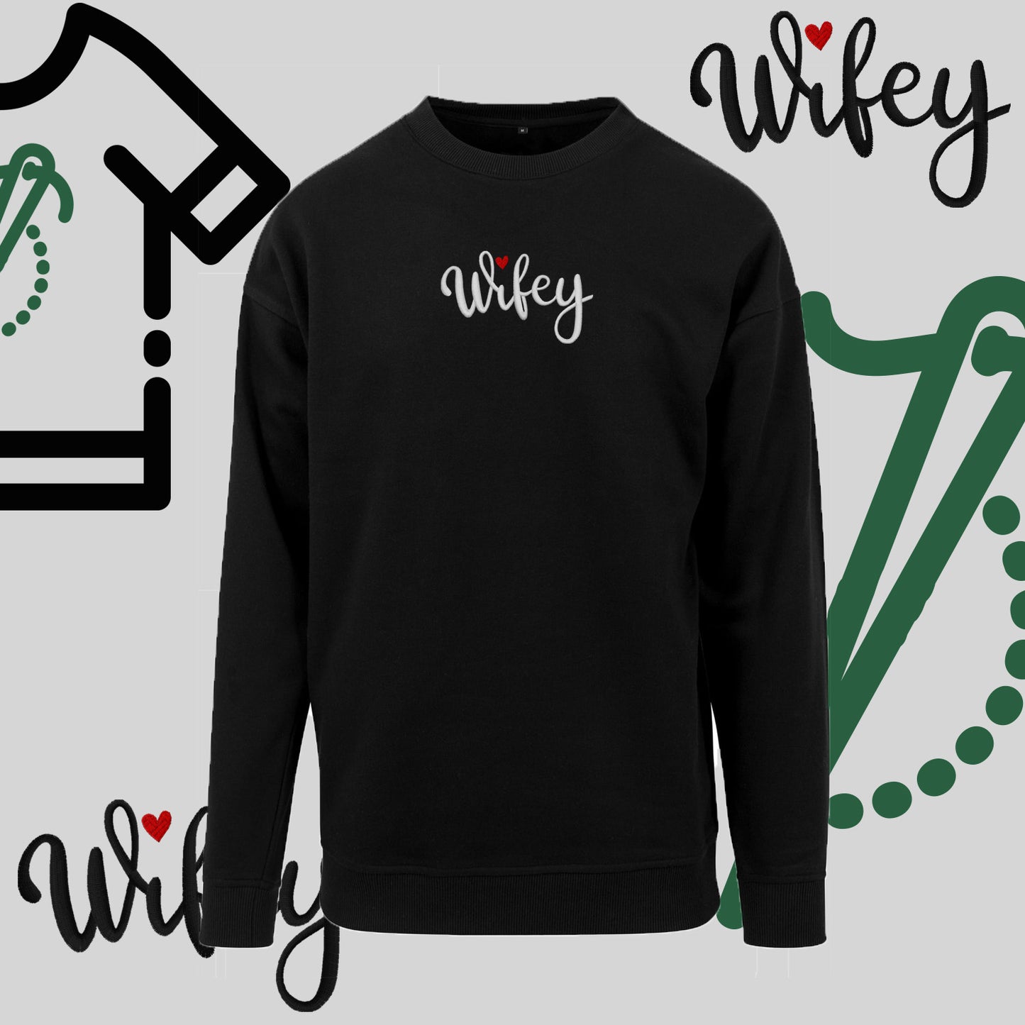 Bluza bez kaptura "WIFEY" – haft komputerowy, styl dla żony z humorem
