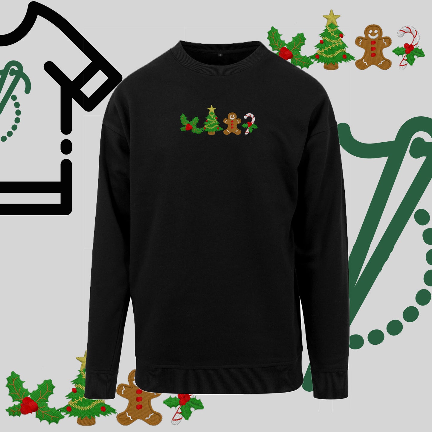 Bluza bez kaptura "Ikony Świąteczne" – haft komputerowy, styl z pozytywnym przekazem