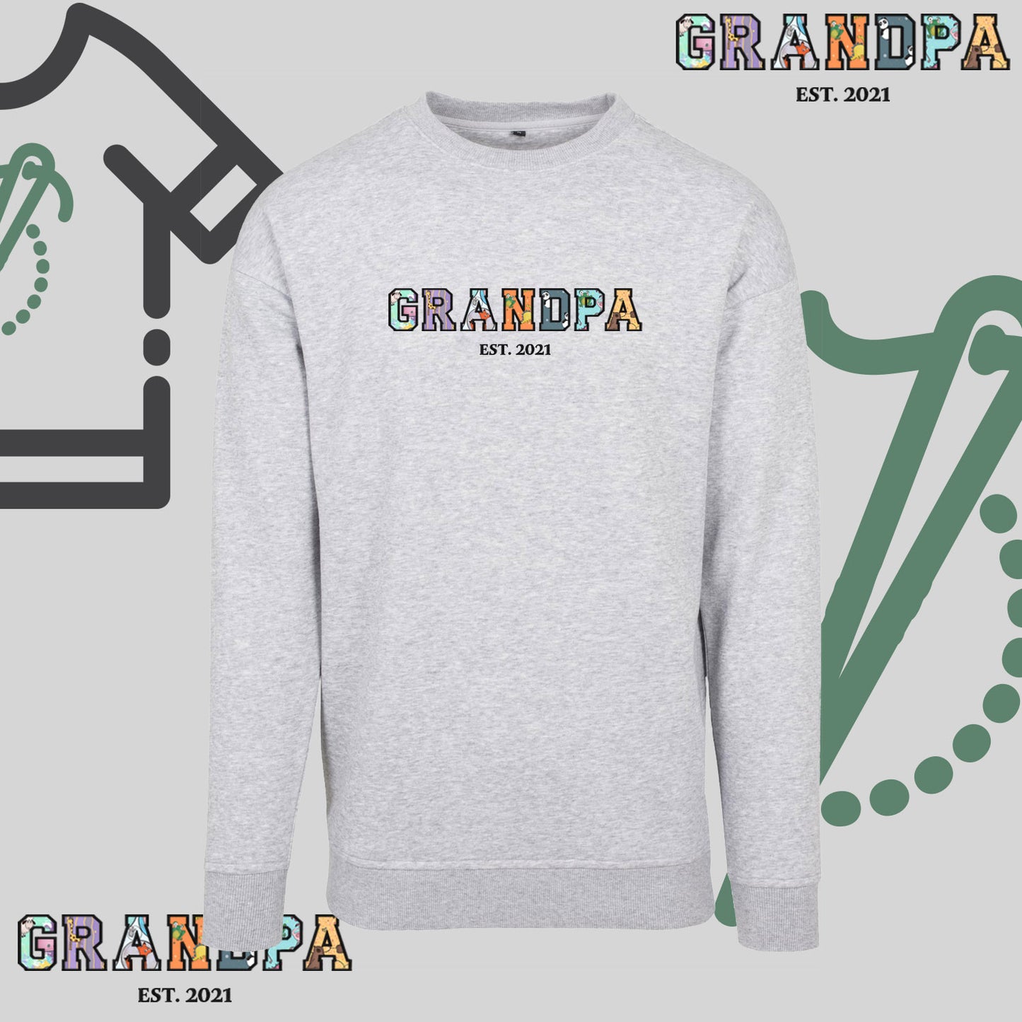 Bluza bez kaptura "GRANDPA PATCHWORK+EST" idealny prezent na Dzień Dziadka