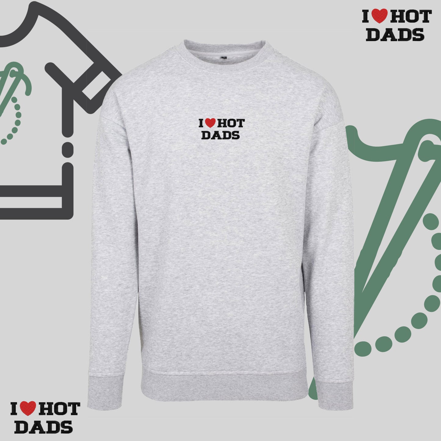 Bluza bez kaptura z haftem "I❤️ HOT DADS"