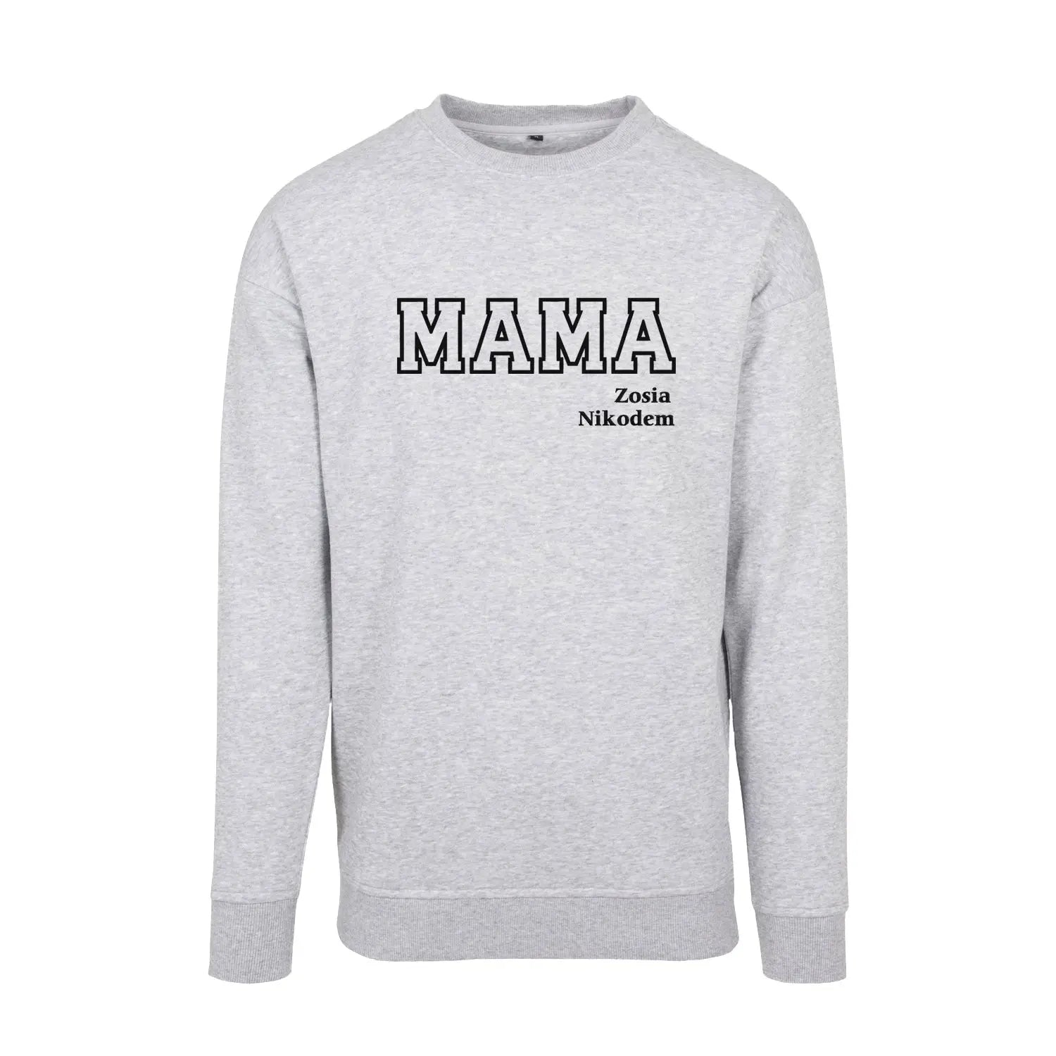Bluza bez kaptura "MAMA KONTUR+IMIONA DZIECI" idealny prezent na Dzień Mamy Haft z radości