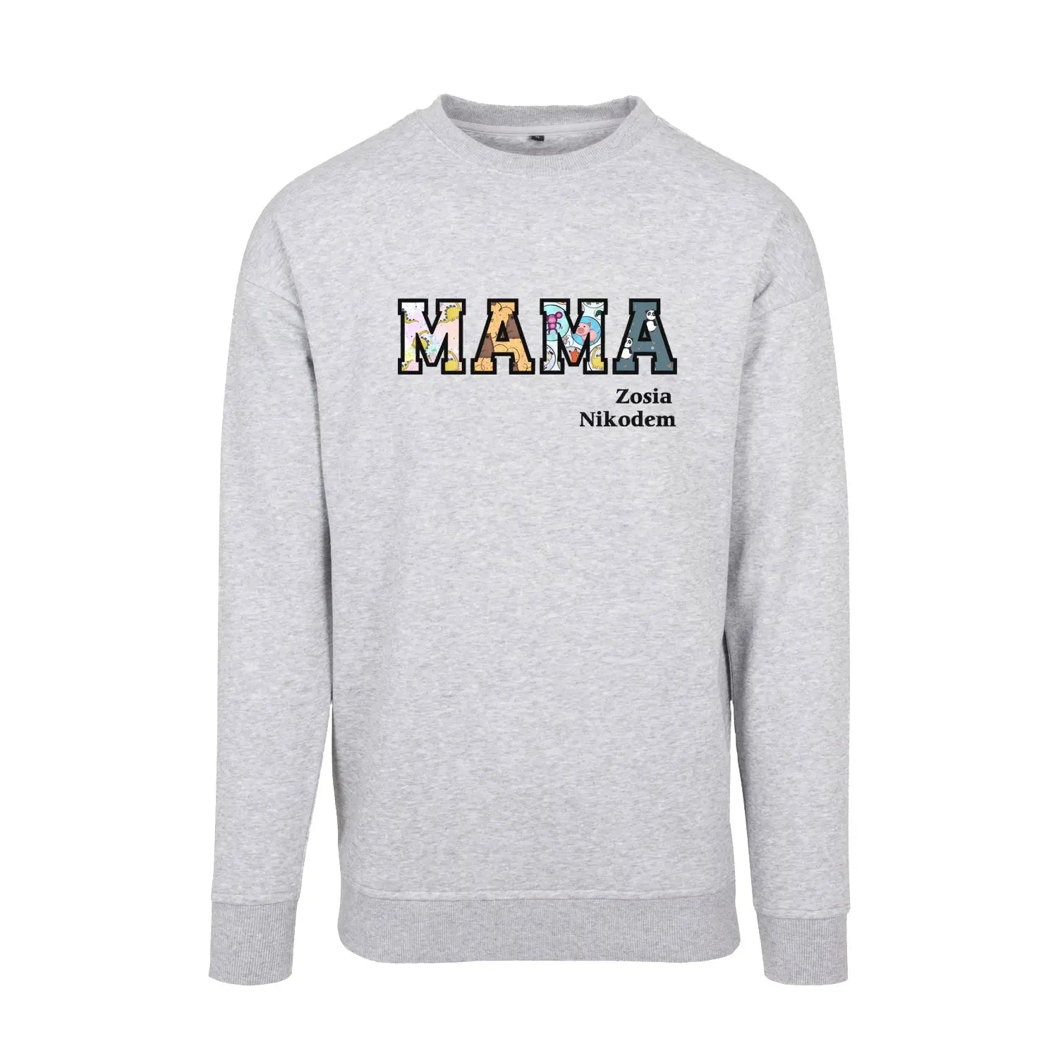 Bluza bez kaptura "MAMA PATCHWORK+IMIONA DZIECI" idealny prezent na Dzień Mamy Haft z radości