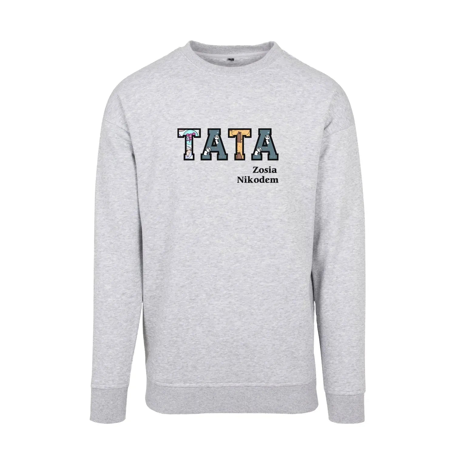Bluza bez kaptura "TATA PATCHWORK+IMIONA DZIECI" idealny prezent na Dzień Taty Haft z radości