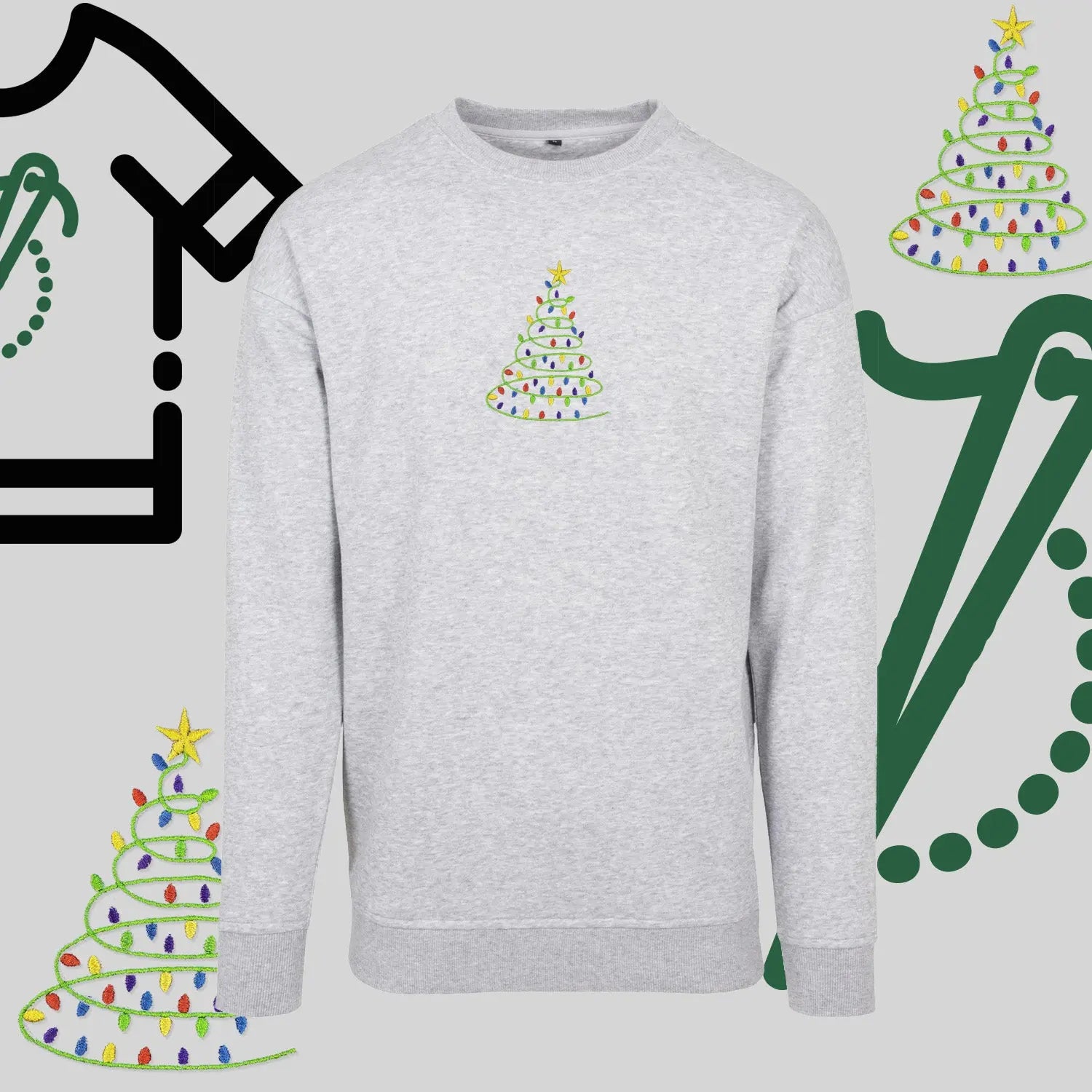 Bluza bez kaptura "Choinka" – haft komputerowy, styl z pozytywnym przekazem Haft z radości
