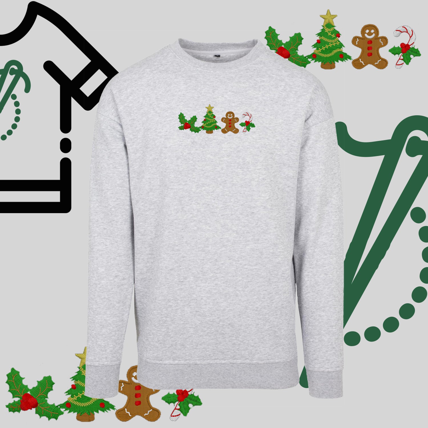 Bluza bez kaptura "Ikony Świąteczne" – haft komputerowy, styl z pozytywnym przekazem