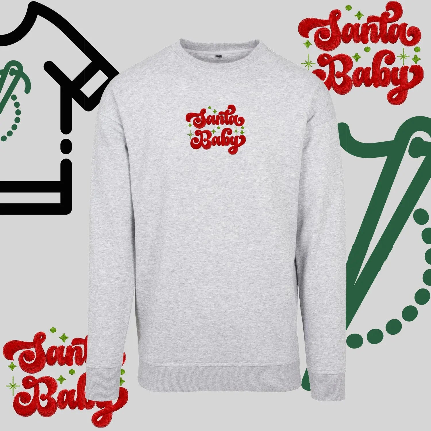 Bluza bez kaptura "Santa Baby" – haft komputerowy, styl z pozytywnym przekazem Haft z radości