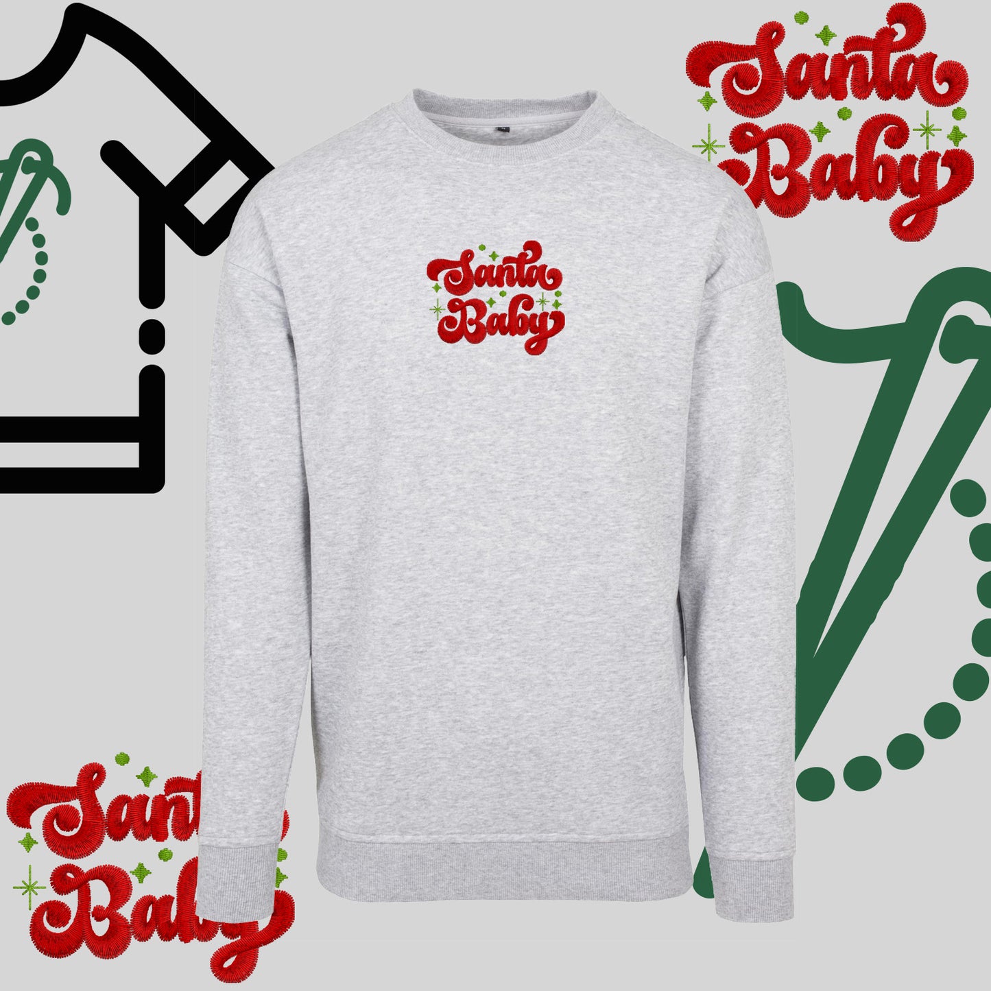 Bluza bez kaptura "Santa Baby" – haft komputerowy, styl z pozytywnym przekazem