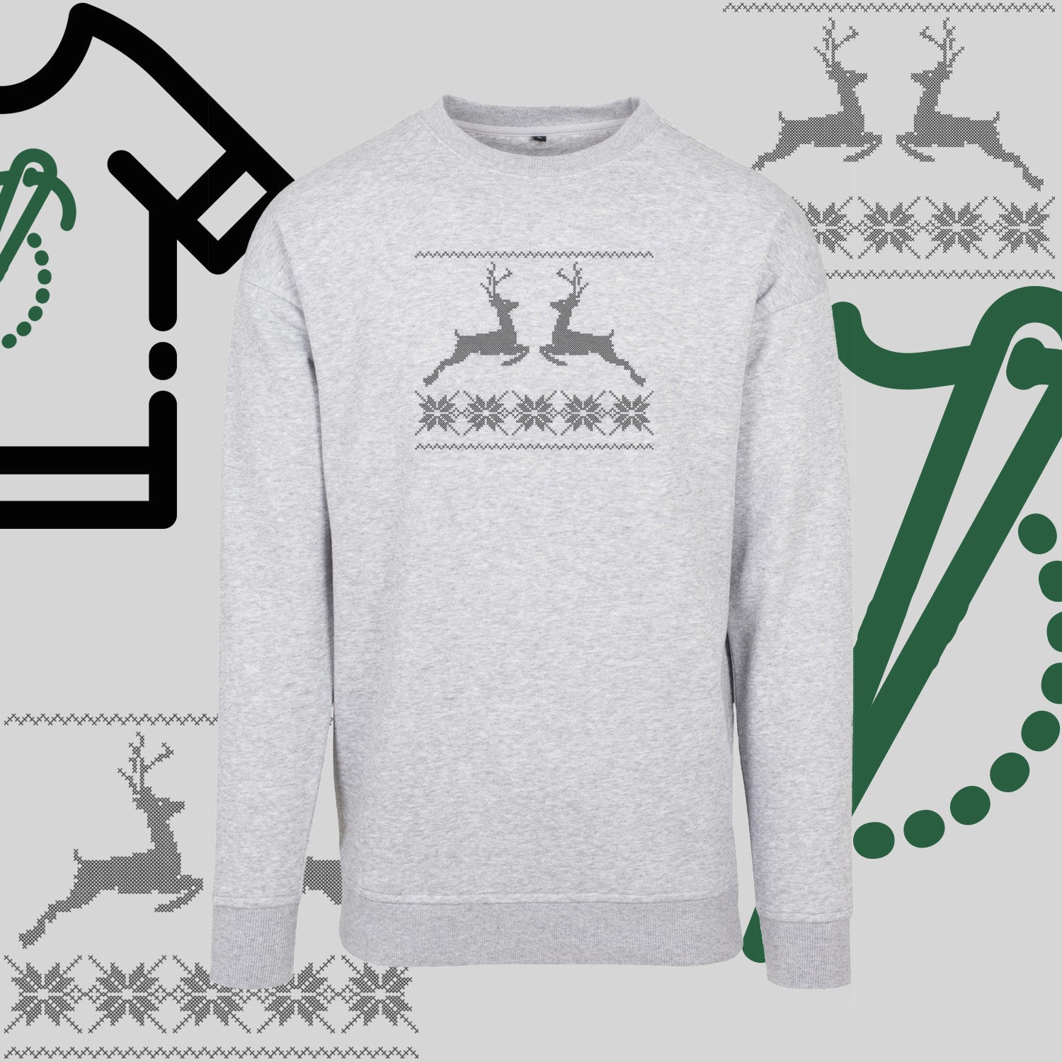 Bluza bez kaptura "Renifer Christmas" – haft komputerowy, styl z pozytywnym przekazem