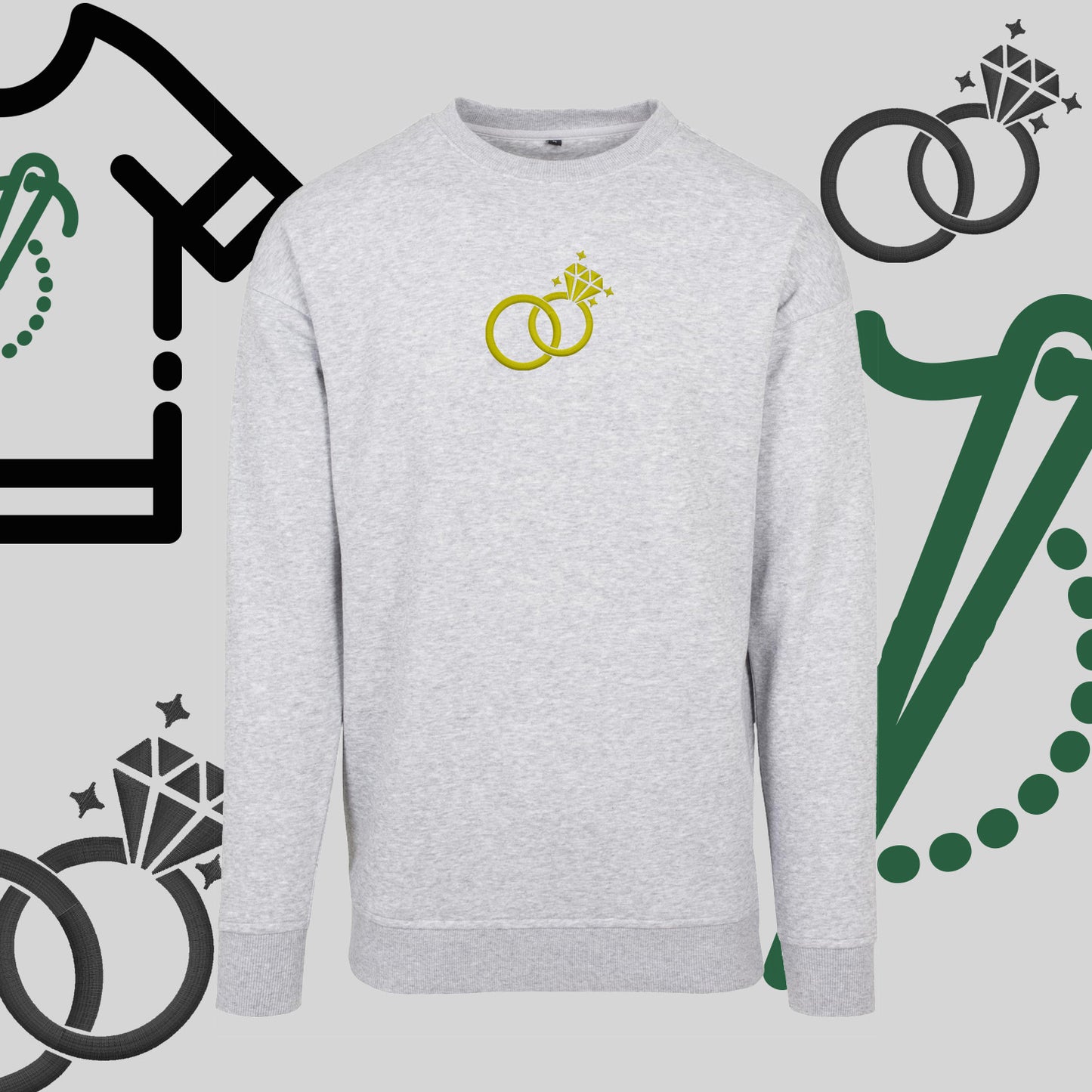 Bluza bez kaptura "Ślubne Obrączki" – haft komputerowy, symbol miłości i wierności