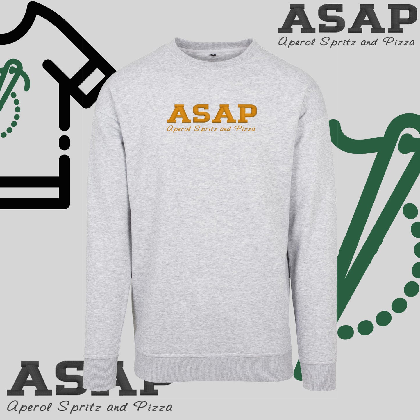 Bluza bez kaptura "ASAP – Aperol Spritz and Pizza" – haft, włoski klimat