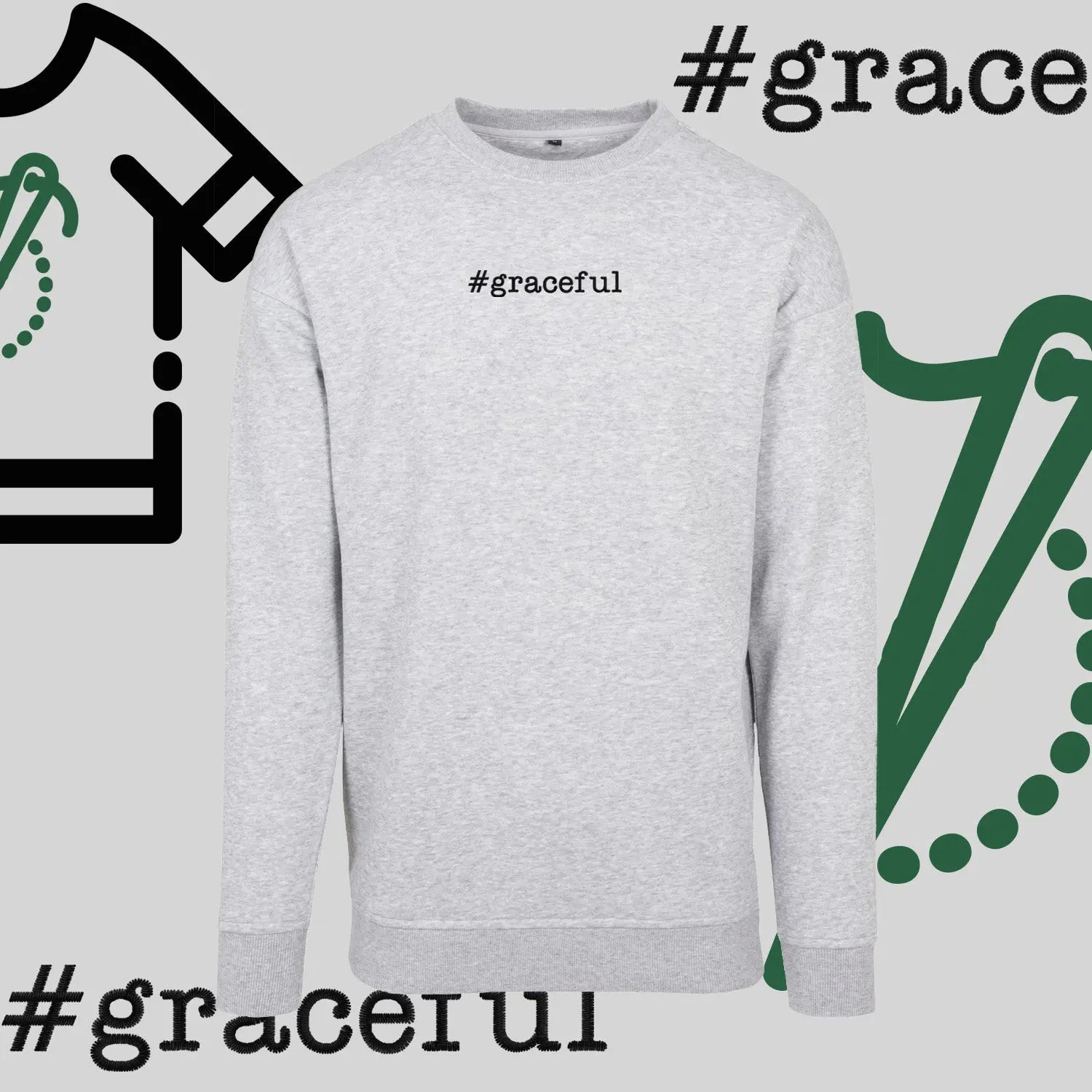 Bluza bez kaptura "#graceful" – haft komputerowy, elegancja w stylu casual Haft z radości