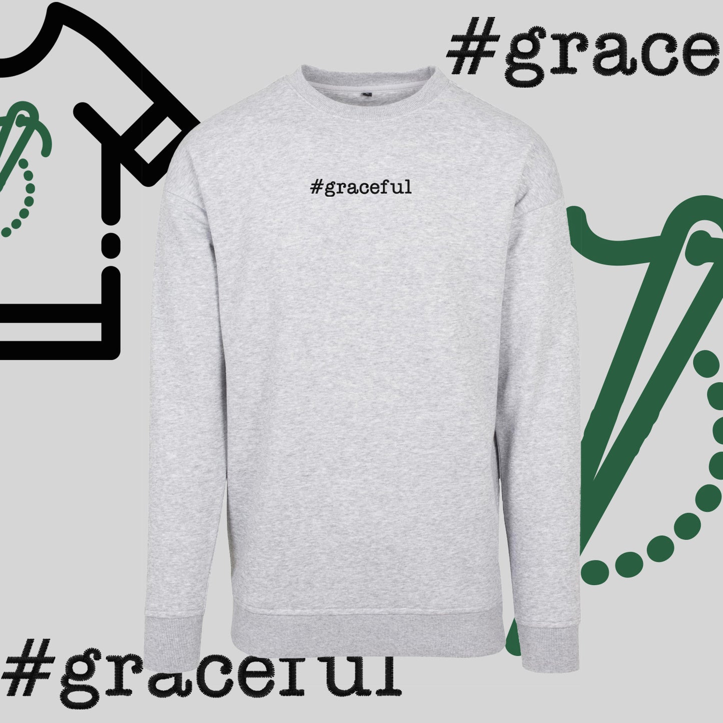 Bluza bez kaptura "#graceful" – haft komputerowy, elegancja w stylu casual