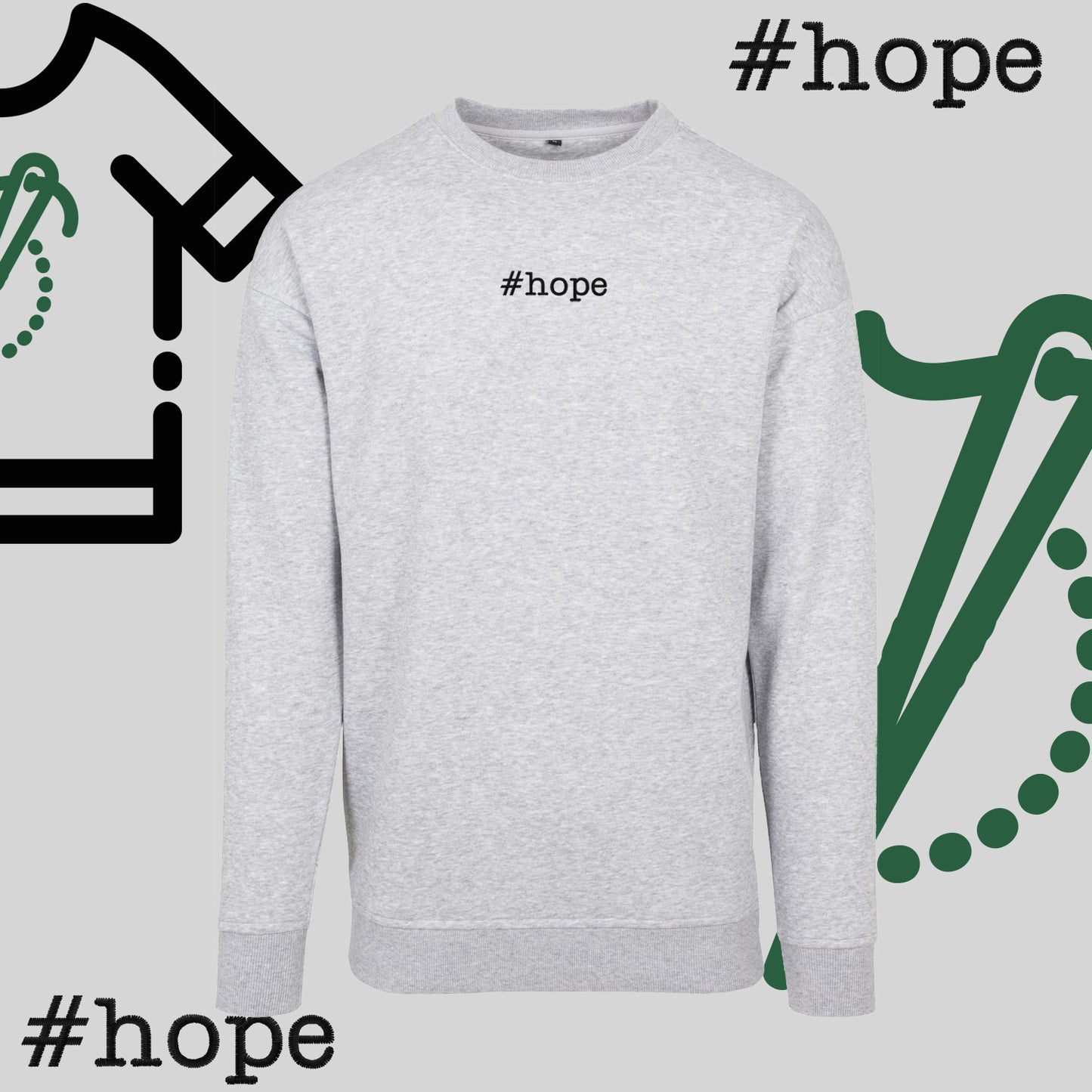 Bluza bez kaptura "#hope" – haft komputerowy, inspiracja na co dzień