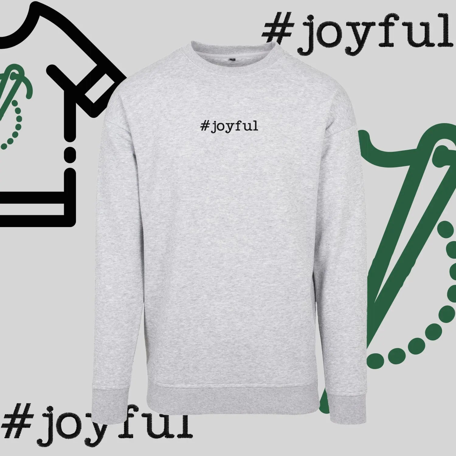 Bluza bez kaptura "#joyful" – haft komputerowy, styl pełen radości Haft z radości