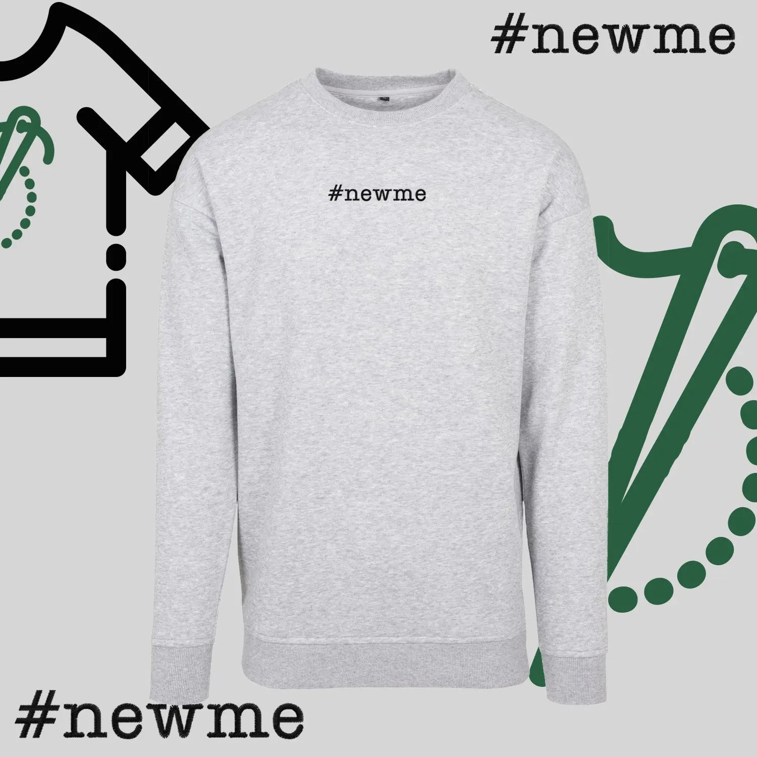 Bluza bez kaptura "#newme" – haft komputerowy, motywacja i nowy styl Haft z radości