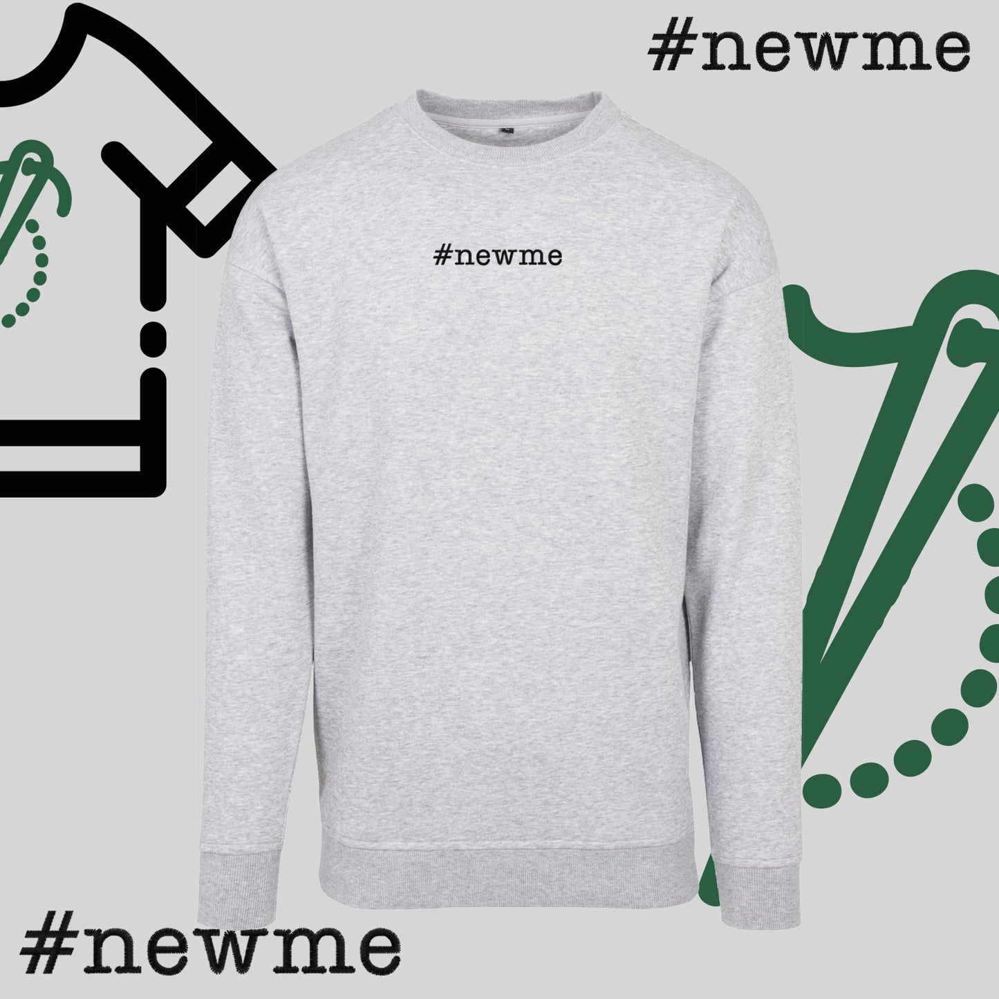 Bluza bez kaptura "#newme" – haft komputerowy, motywacja i nowy styl