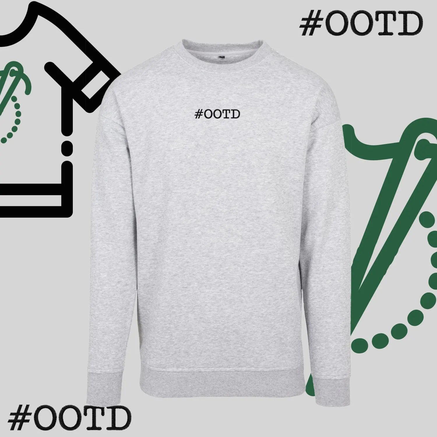 Bluza bez kaptura "OOTD" – haft komputerowy, modna na co dzień Haft z radości