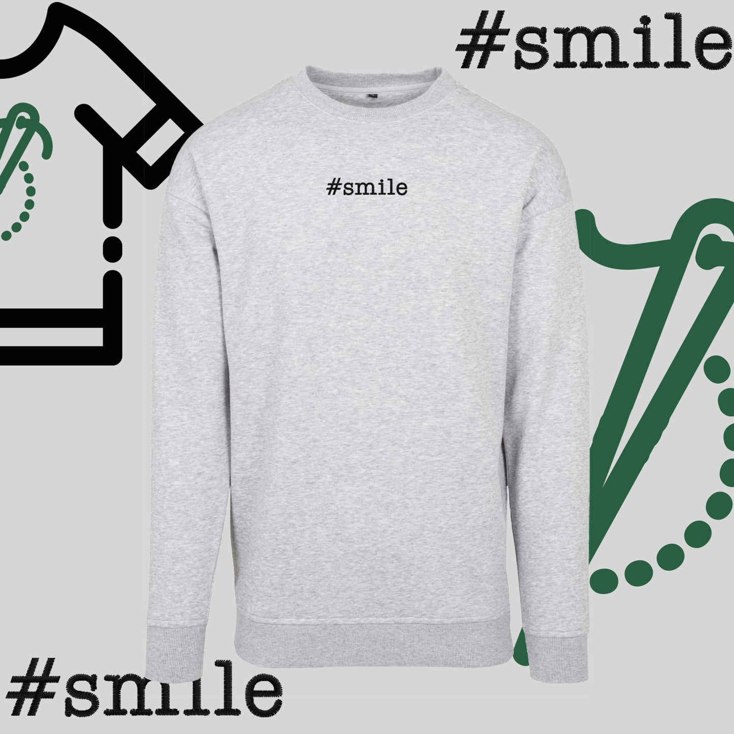 Bluza bez kaptura "#SMILE" – haft komputerowy, pozytywny styl na co dzień