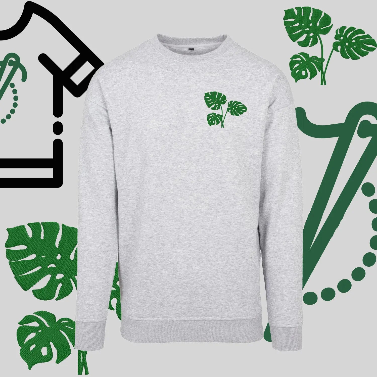 Bluza bez kaptura "Kwiat Monstery" – haft komputerowy, styl inspirowany naturą " Haft z radości