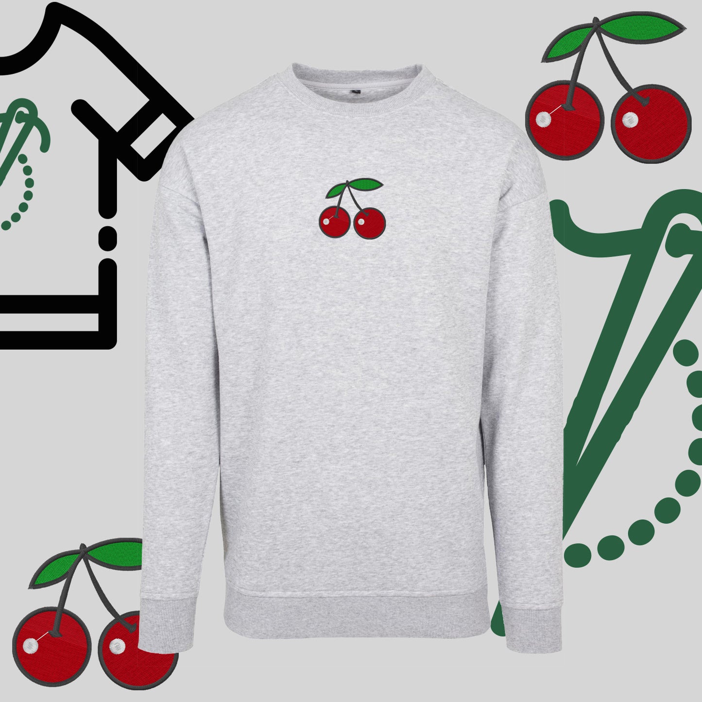 Bluza bez kaptura "Wisienki" – haft komputerowy, styl z urokiem