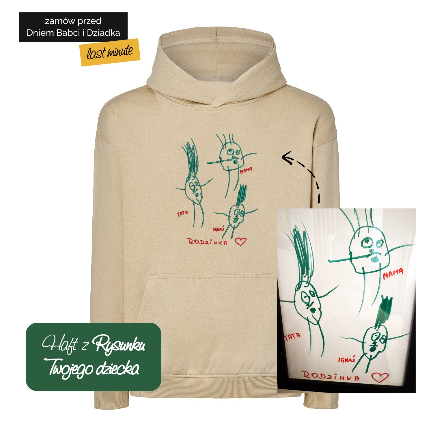 Bluza z haftem z rysunku Twojego dziecka – personalizowana odzież Haft z radości - nadruki i haft na odzieży Warszawa