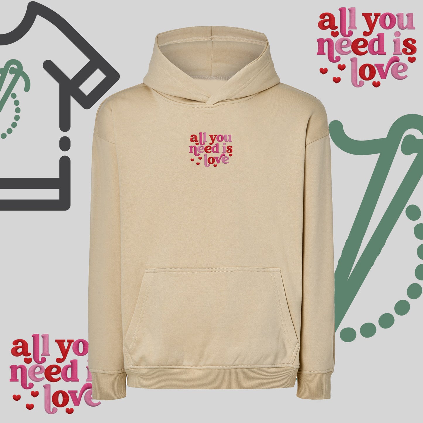 Bluza oversize z haftem "All You need is Love"