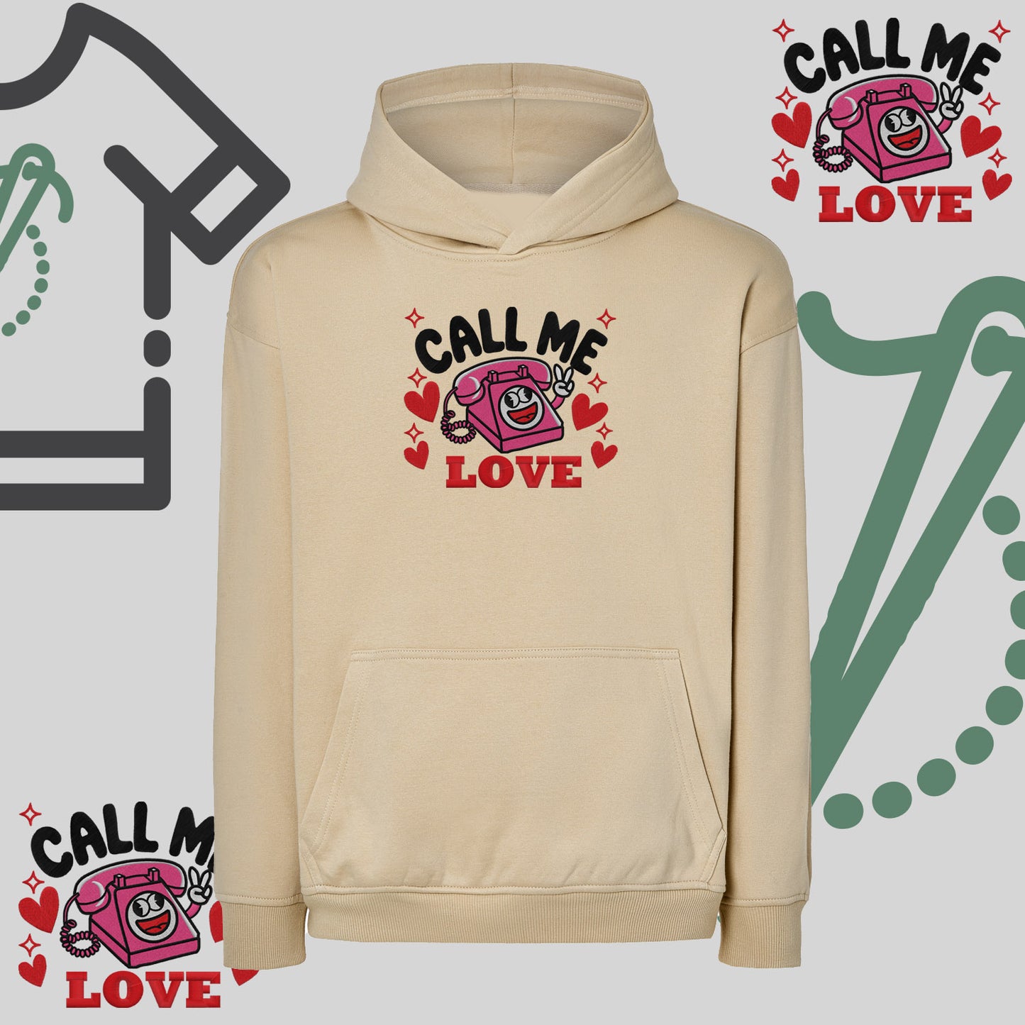 Bluza oversize z haftem "Call Me Love"