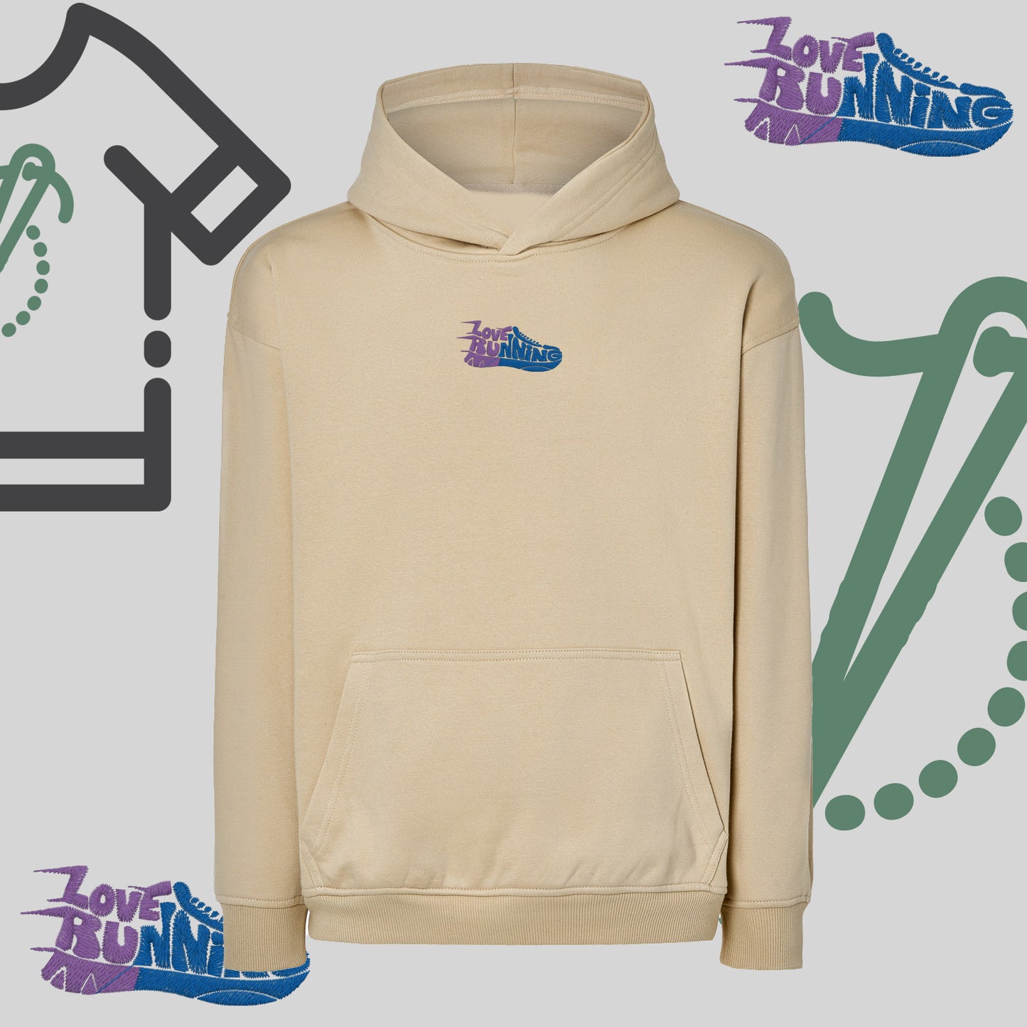 Bluza oversize z haftem "Love Running"