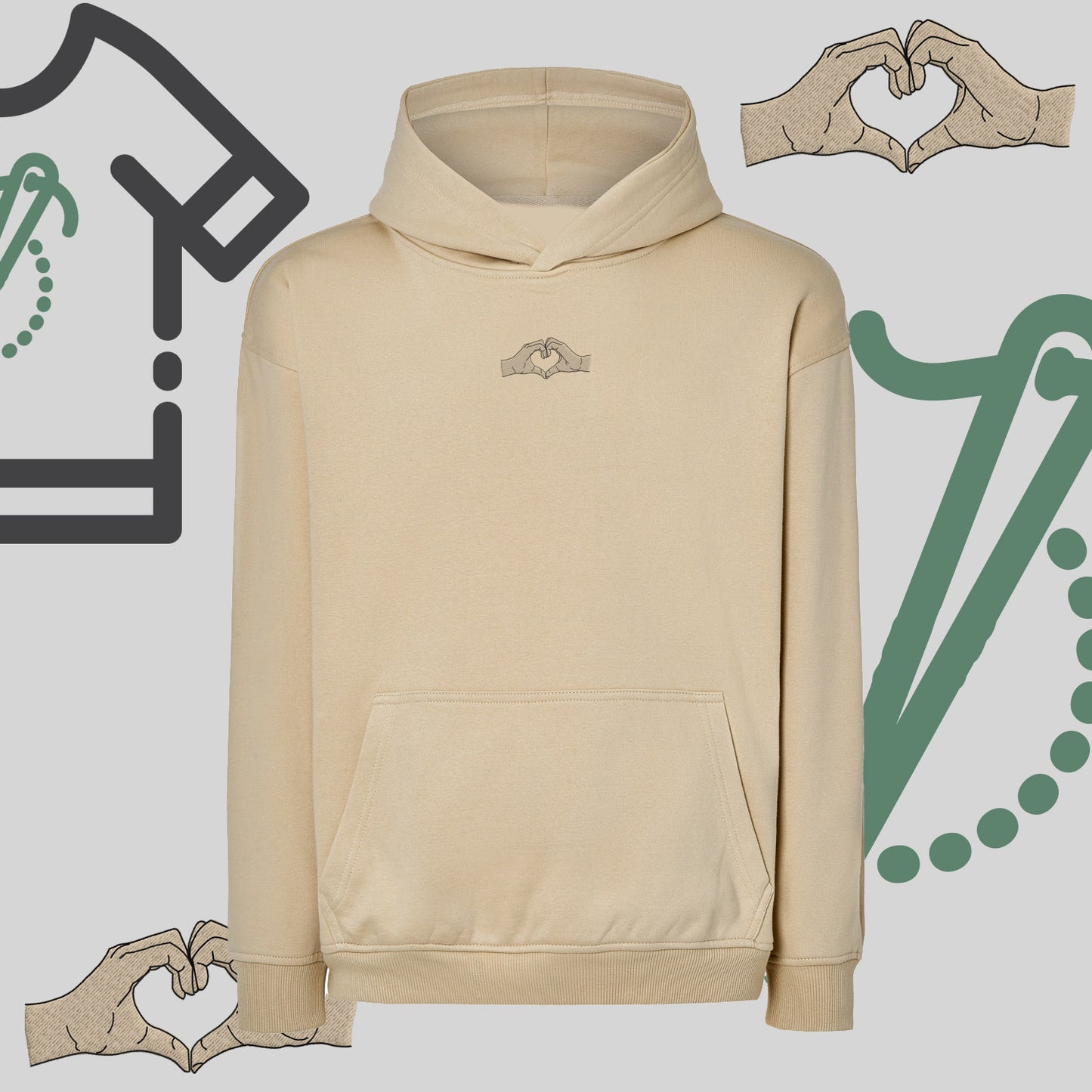 Bluza oversize z haftem "Serce z dłoni"