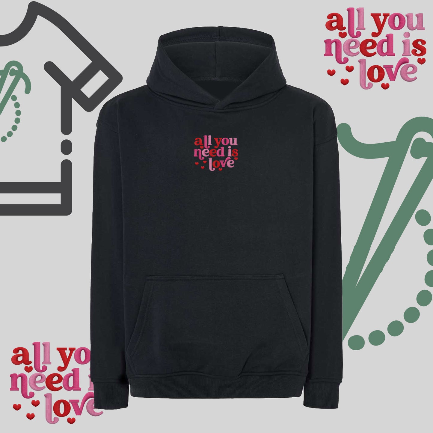 Bluza oversize z haftem "All You need is Love"