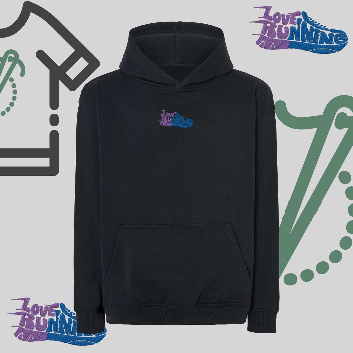 Bluza oversize z haftem "Love Running"