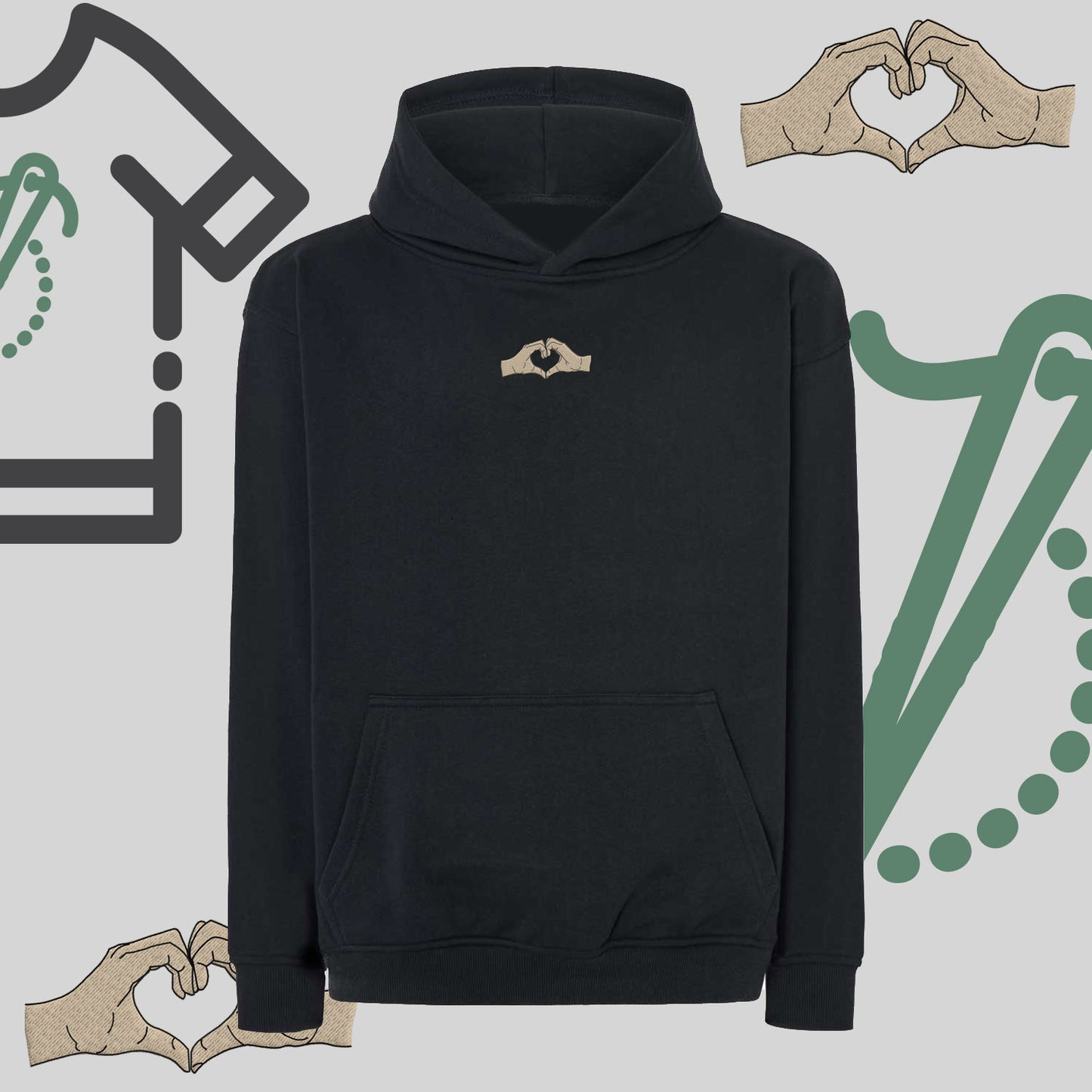 Bluza oversize z haftem "Serce z dłoni"