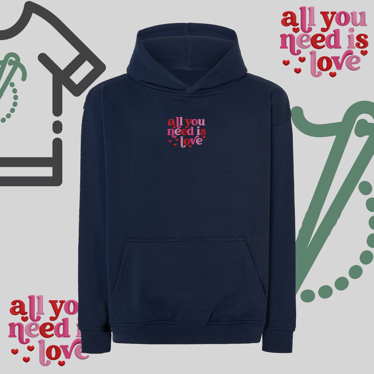 Bluza oversize z haftem "All You need is Love"